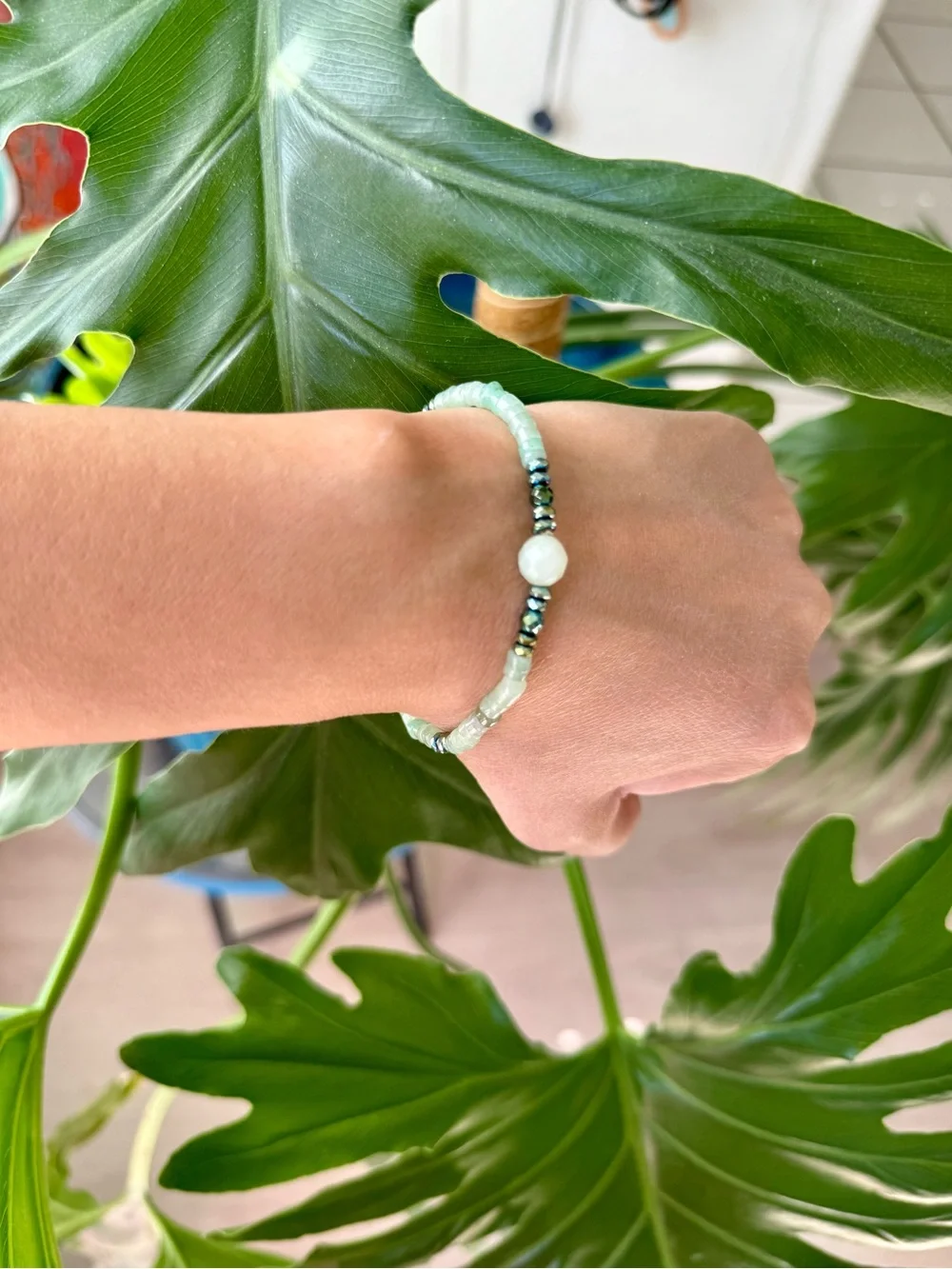Green Aventurine - Hematite - Serpentine bracelet (one)